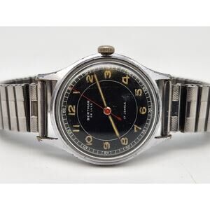 BERTMAR De Luxe Military Vintage Men's Watch Swiss Mechanical 17j 33mm